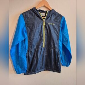 Columbia Boys Size 14 Windbreaker Jacket - Navy and Neon Yellow